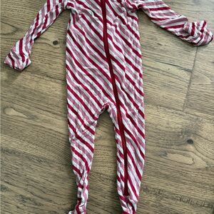 Kickee Pants Red & White Striped Footed Pajamas